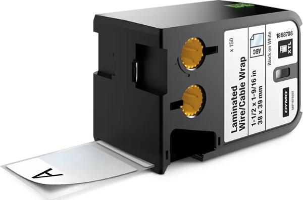 DYMO XTL 1868708 Lamineli Tel Kablo Etiketi 38x39mm Beyaz - Siyah (150 Adet) - Image 1