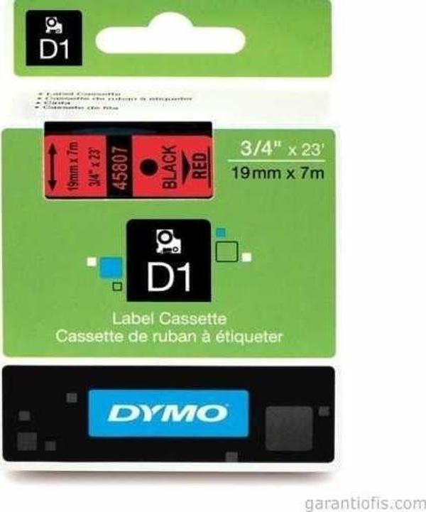 DYMO D1 Kırmızı/Siyah Yedek Şerit 19mm x 7mt (45807) - Image 1