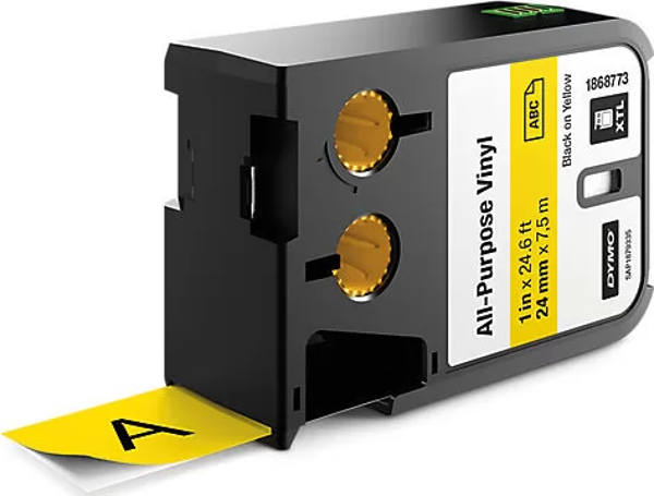 DYMO XTL 1868773 Çok Amaçlı Vinil Etiket 24mm x 7m Sarı - Siyah - Image 1