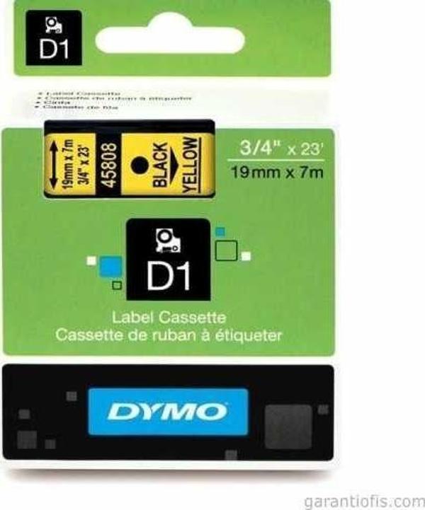 DYMO D1 Sarı/Siyah Yedek Şerit 19mm x 7mt (45808) - Image 1