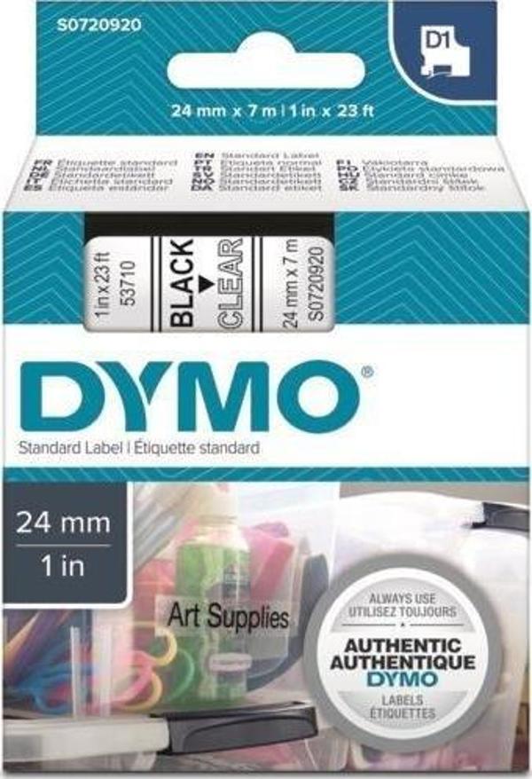 DYMO D1 Şeffaf/Siyah Yedek Şerit 24mm x 7mt (53710) - Image 1