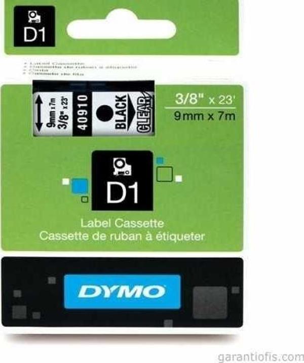 DYMO D1 Şeffaf/Siyah Yedek Şerit 9mm x 7mt (40910) - Image 1