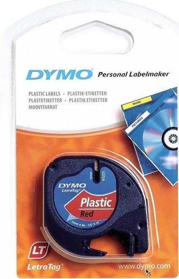 DYMO LETRATAG PLASTİK ŞERİT 12mmx4m KIRMIZI - Image 1