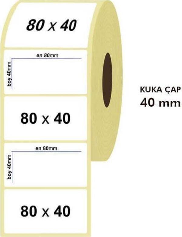 Tanex Barkod Etiketi Termal 80x40 40mm Çap 1000'li - Image 1