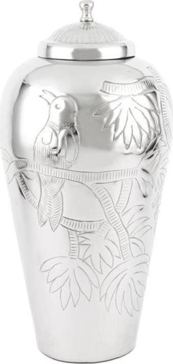 Mikasa Moor Silver Kapaklı Metal Vazo 25x51cm - Image 1