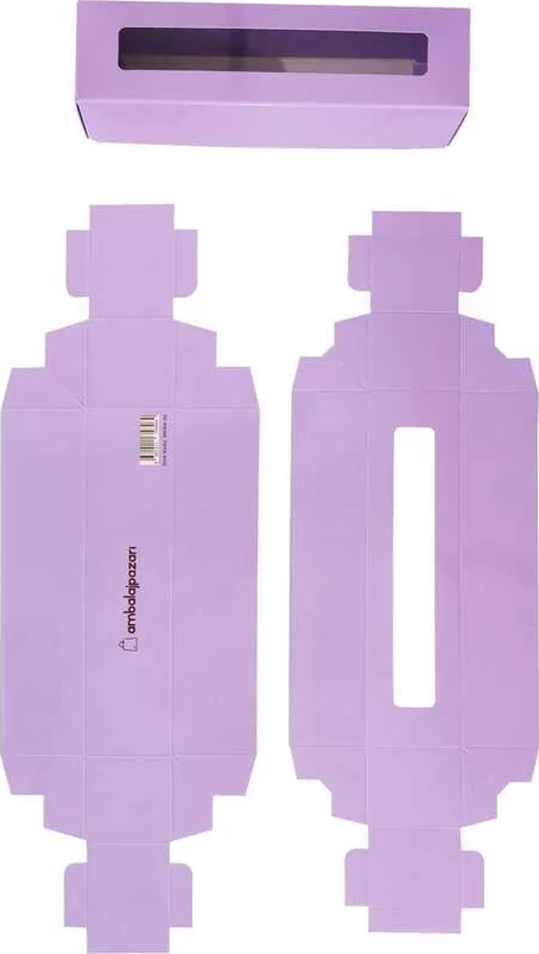 Montajsız Kapaklı Makaron Kutusu Lila 5x20x5 cm - 50 Adet - Image 1