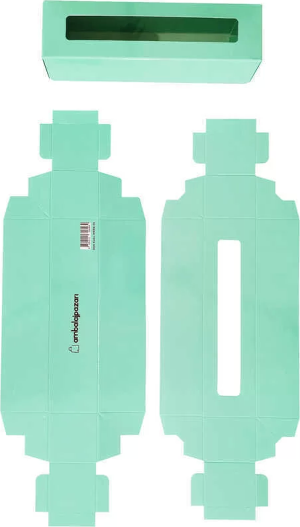 Montajsız Kapaklı Makaron Kutusu Turkuaz Yeşili 5x20x5 cm - 50 Adet - Image 1