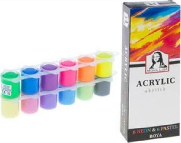 Mona Lisa Monalisa Akrilik 12 Renk x 22 ml Neon/Pastel - Image 1