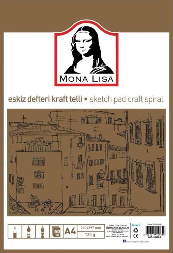 Mona Lisa Monalisa Eskiz Defteri Telli Kraft A4 100 GR 50 YP MN01-4 - Image 1