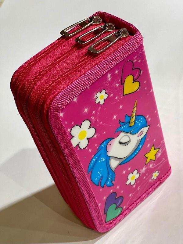 Cappi Bag Unicorn Little Dream Rüya Pembe 3 Fermuarlı Bölmeli Çocuk Okul Kalem Kutusu 19x11x6cm - Image 1