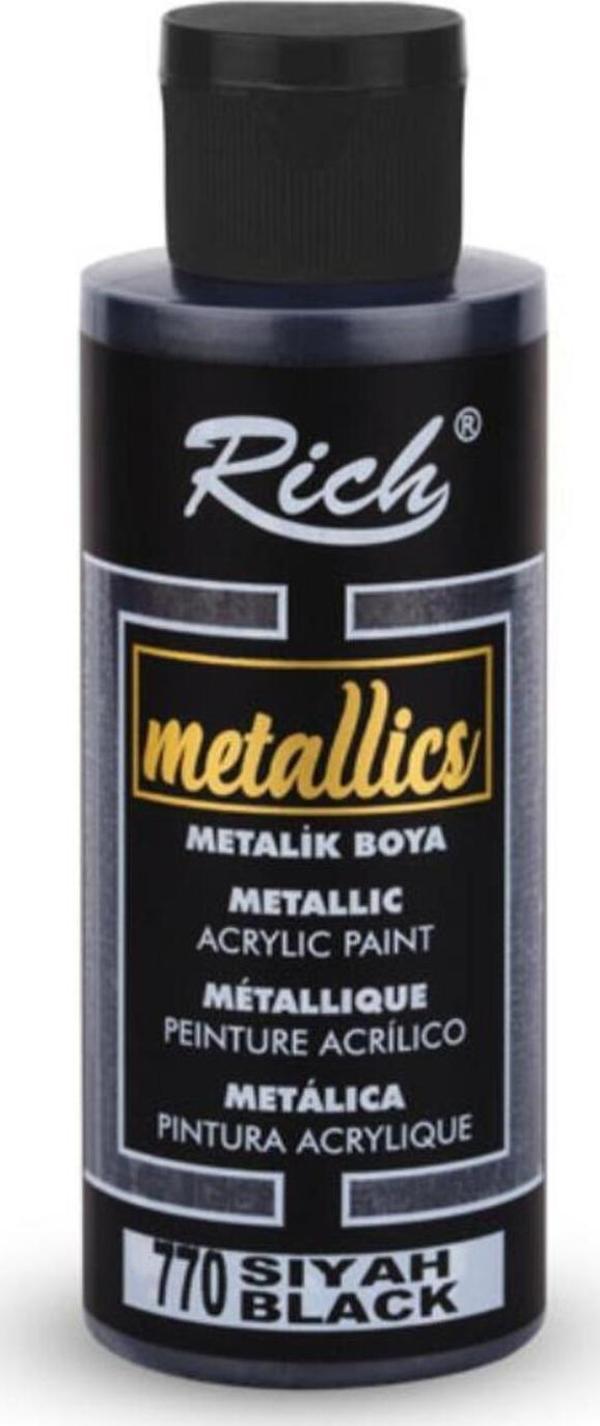 Metalik Akrilik Boya - Metallic Acrylic Paint 120cc Siyah 770 - Image 1