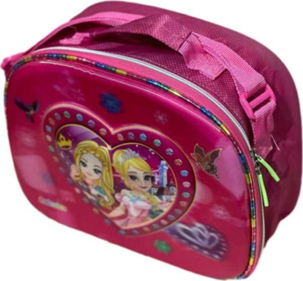 Relaxion Kabartmalı 7d Prenses Kalpli Kız Çocuk Pembe Okul Beslenme Çantası Pembe - Image 1