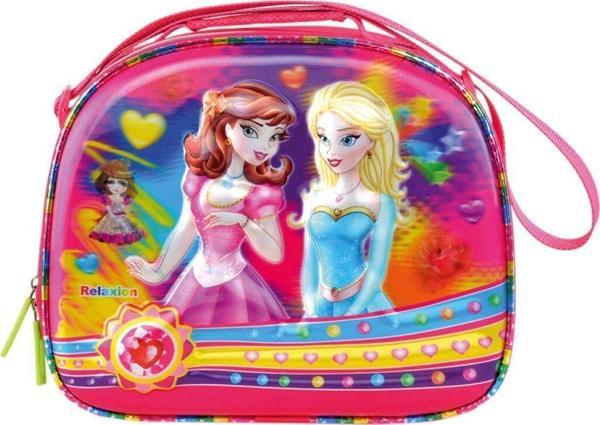 Relaxionn Kabartmalı 7d Prenses Kalpli Kız Çocuk Pembe Okul Beslenme Çantası Pembe Mavi Siyah Pembe - Image 1
