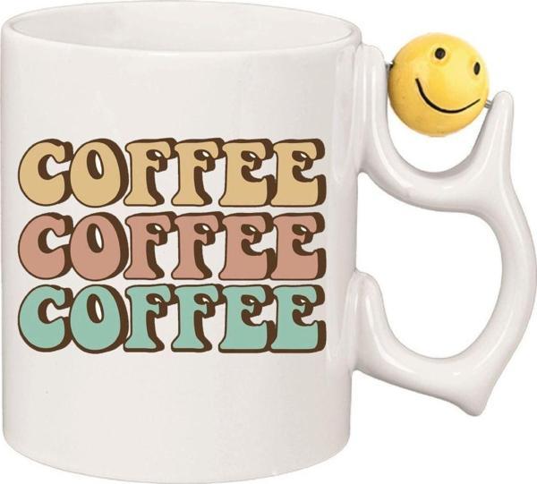 Kişiye Özel Coffee Emoji Kalp Kulplu Süblimasyon Hediye Kaliteli Baskılı Porselen Kupa Bardak Emoji Kulp - Image 1