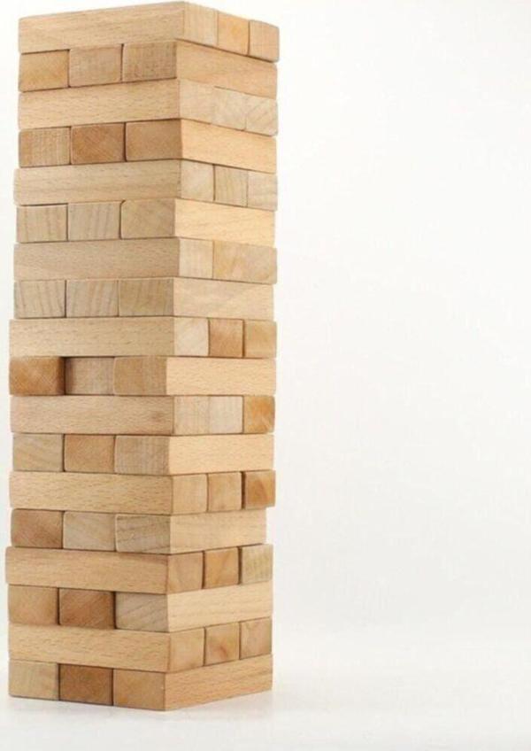 Bambapaw Büyük Boy Doğal Ahşap Denge Oyunu Kule Oyunu 54 Parça - Image 1