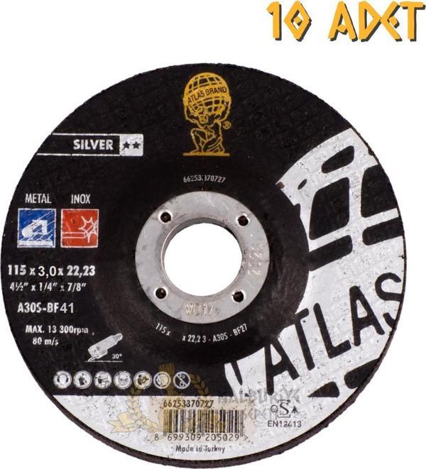 Atlas A30S-BF41 Metal İnox Daire Testere Kesme Taşı 3 x 115 mm. - 10 Adet - Image 1