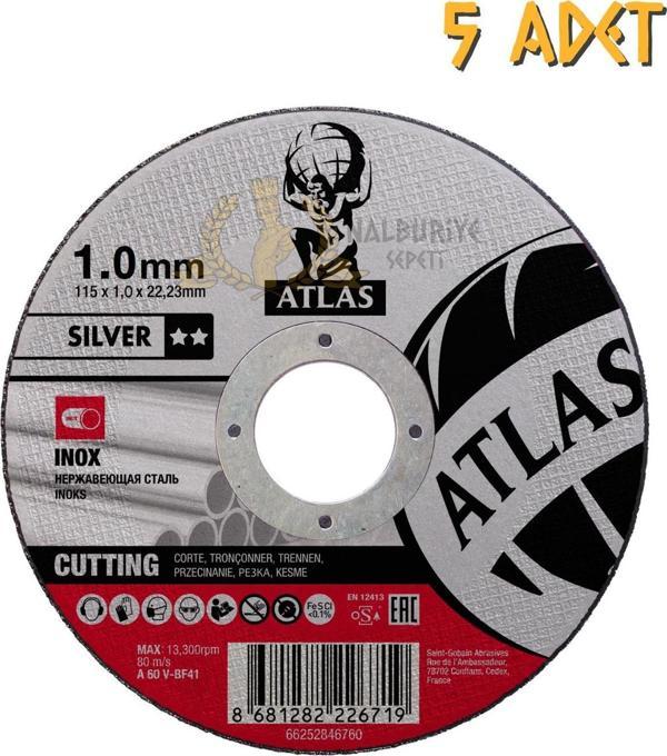 Atlas A60V-BF41 İnox Daire Testere Kesme Taşı 1 x 115 mm. - 5 Adet - Image 1