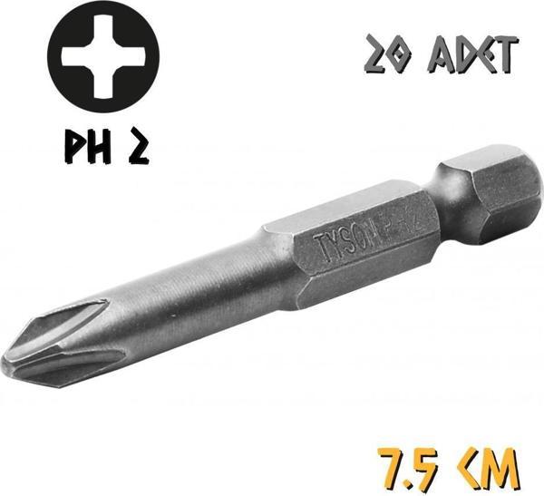 Kupa Tyson Vidalama Ucu Bits Uç - PH2 Yıldız - 7.5 cm. - 20 Adet - Image 1