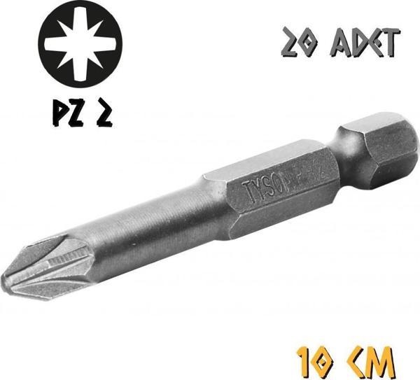 Kupa Tyson Vidalama Ucu Bits Uç - PZ2 Yıldız - 10 cm. - 20 Adet - Image 1