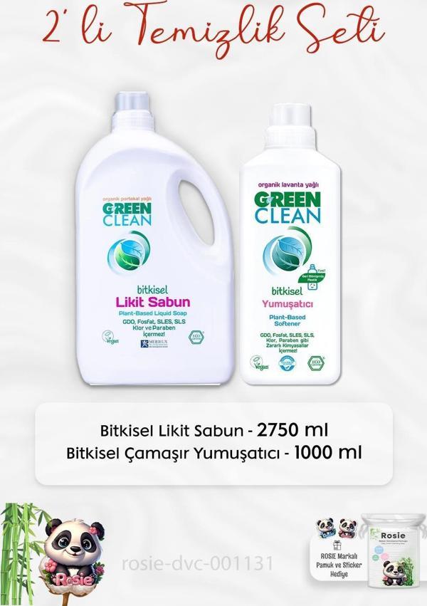 Green Clean Bitkisel Likit Sabun 2750 ml, Çamaşır Yumuşatıcısı 1 lt ve ROSIE - Image 1