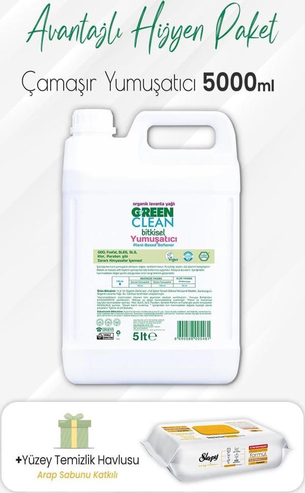 Green Clean Çamaşır Yumuşatıcı 5 lt ve Arap Sabunlu Yüzey Temizlik 100' lü - Image 1