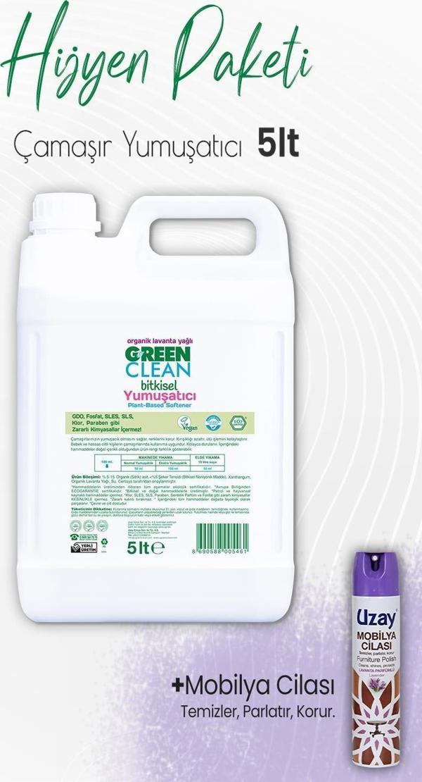 Green Clean Çamaşır Yumuşatıcı 5 lt ve Mobilya Cilası Lavanta 300 ml - Image 1