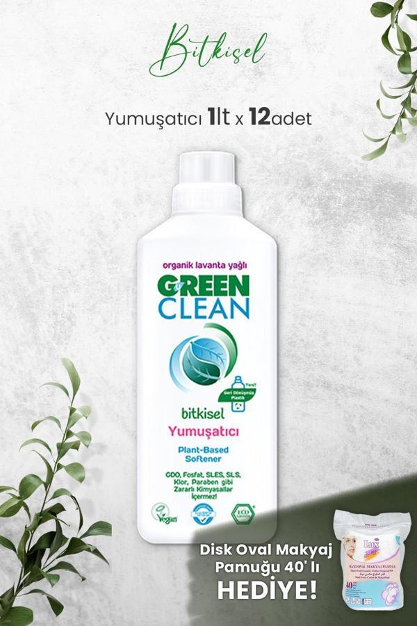 U Green Clean Bitkisel Çamaşır Yumuşatıcısı 1 Litre (Lavanta Kokulu) x 12 Adet ve Hediyeli - Image 1