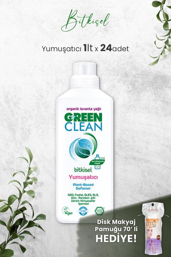 U Green Clean Bitkisel Çamaşır Yumuşatıcısı 1 Litre (Lavanta Kokulu) x 24 Adet ve Hediyeli - Image 1