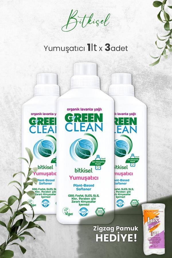 U Green Clean Bitkisel Çamaşır Yumuşatıcısı 1 Litre (Lavanta Kokulu) x 3 Adet ve Hediyeli - Image 1