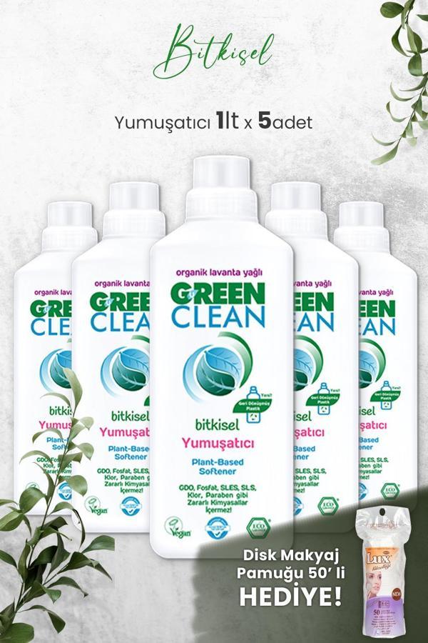 U Green Clean Bitkisel Çamaşır Yumuşatıcısı 1 Litre (Lavanta Kokulu) x 5 Adet ve Hediyeli - Image 1