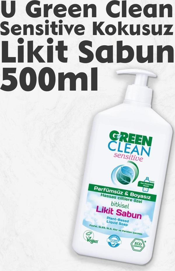 U Green Clean Organik Kokusuz Likit Sensitive Sabun 500 ML - Image 1