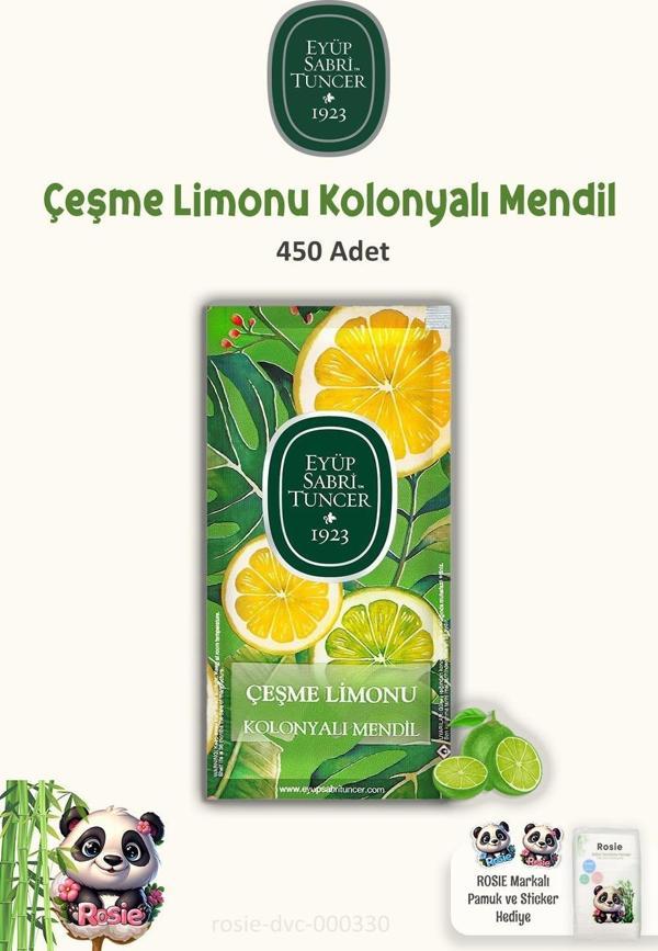 Eyüp Sabri Tuncer Kolonyalı Mendil Çeşme Limonu 3 Paket 150'li ve ROSIE Pamuk - Image 1