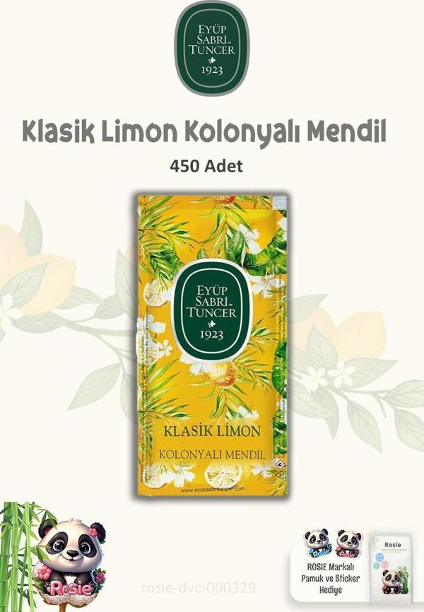 Eyüp Sabri Tuncer Kolonyalı Mendil Klasik Limon 150'li 3 Paket ve ROSIE 60'lı - Image 1