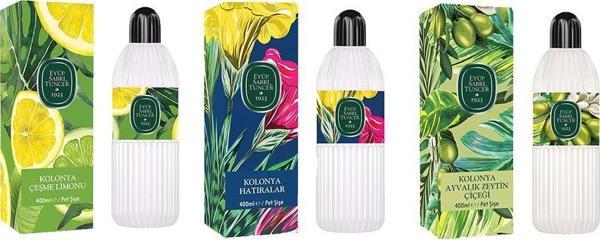 Eyüp Sabri Tuncer Kolonya Çeşme Limonu, Hatıralar ve Ayvalık Zeytin Çiçeği Pet Şişe 400 ml - Image 1