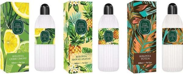 Eyüp Sabri Tuncer Kolonya Çeşme Limonu, Hawaii Ananas ve Tütün Pet Şişe 400 ml - Image 1