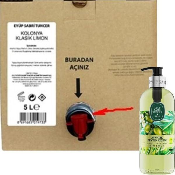 Eyüp Sabri Tuncer Limon Kolonyası 5 Lt ve Zeytin Çiçeği Sıvı Sabun 500 ml - Image 1