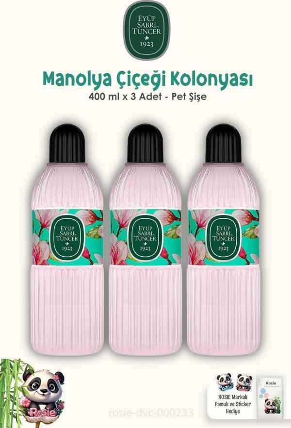 Eyüp Sabri Tuncer Manolya Çiçeği Kolonyası 3 Adet 400 ml ve ROSIE Pamuk 60'lı - Image 1
