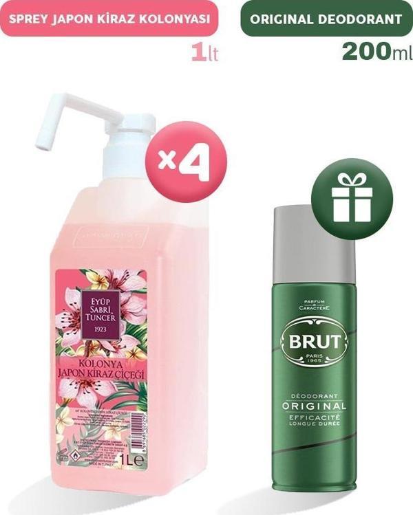 Eyüp Sabri Tuncer Sprey Japon Kiraz Kolonyası 1 lt x 4, Erkek Deodorant Hediyeli - Image 1