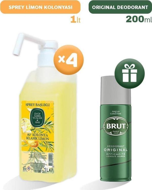 Eyüp Sabri Tuncer Sprey Limon Kolonyası 1 lt x 4, Erkek Deodorant Hediyeli - Image 1