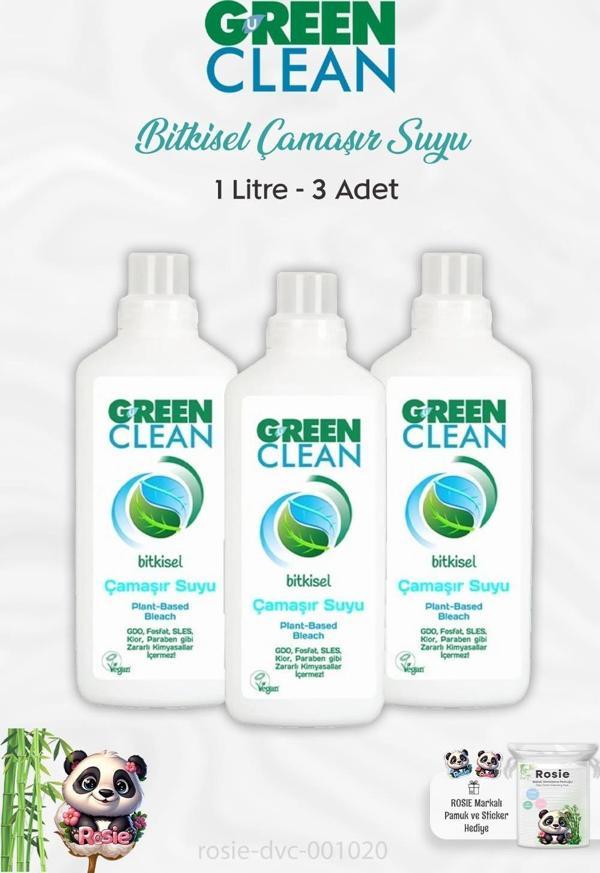3 Adet Green Clean Bitkisel Çamaşır Suyu 1 lt ve ROSIE - Image 1