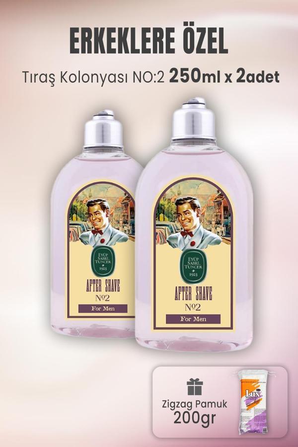 Eyüp Sabri Tuncer Tıraş Kolonyası No 2 x 2 Adet ve Zigzag Pamuk 200 gr - Image 1