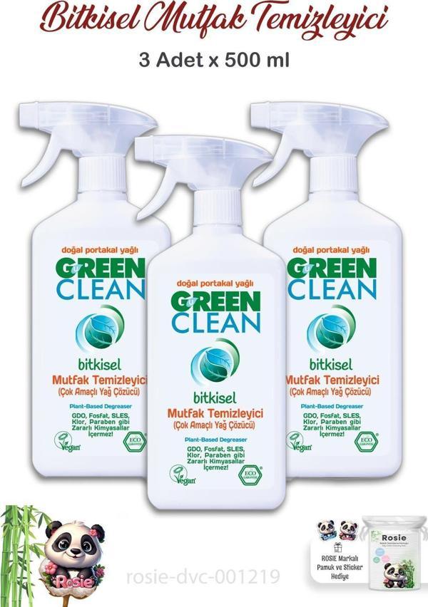 3 Adet Green Clean Bitkisel Mutfak Temizleyici 500 ml ve ROSIE - Image 1