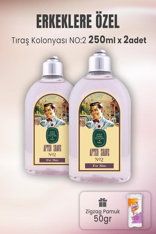 Eyüp Sabri Tuncer Tıraş Kolonyası No 2 x 2 Adet ve Zigzag Pamuk 50 gr - Image 1