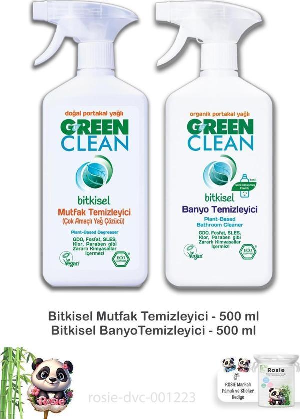 Green Clean Banyo Temizleyici 500 ml, Mutfak Temizleyici 500 ml ve ROSIE - Image 1