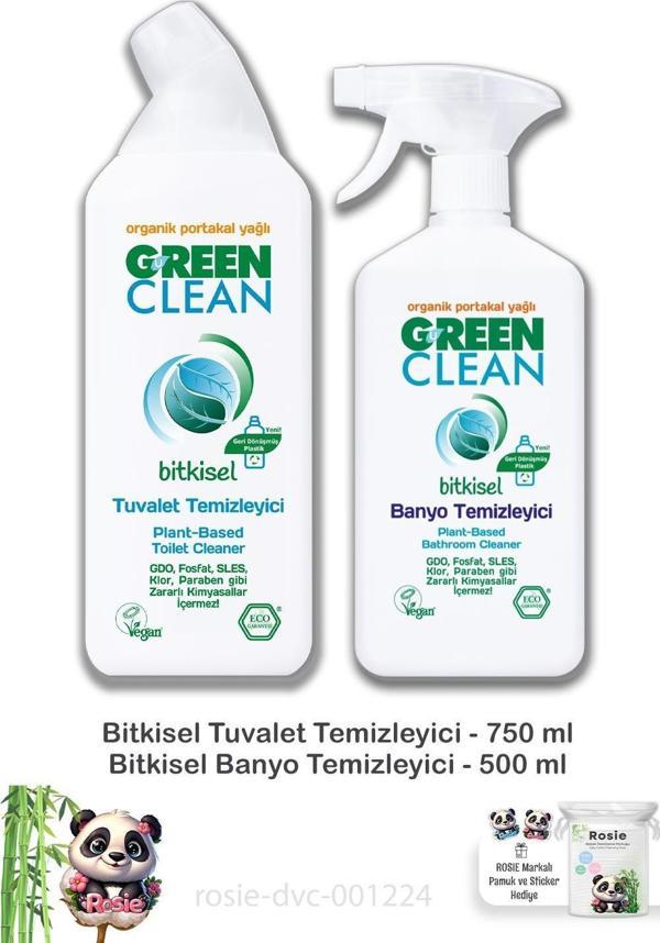 Green Clean Bitkisel Banyo Temizleyici 500 ml, Tuvalet Temizleyici 750 ml ve ROSIE - Image 1