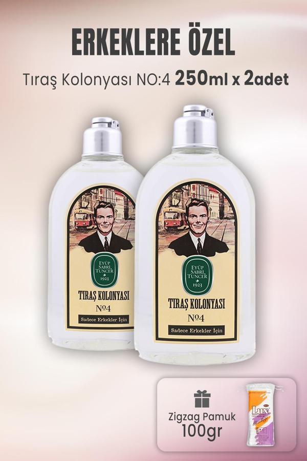 Eyüp Sabri Tuncer Tıraş Kolonyası No: 4 x 2 Adet ve Zigzag Pamuk 100 gr - Image 1