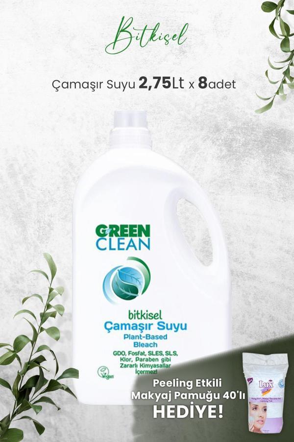 Green Clean Bitkisel Çamaşır Suyu 2,75 Lt x 8 Adet ve Hediyeli - Image 1