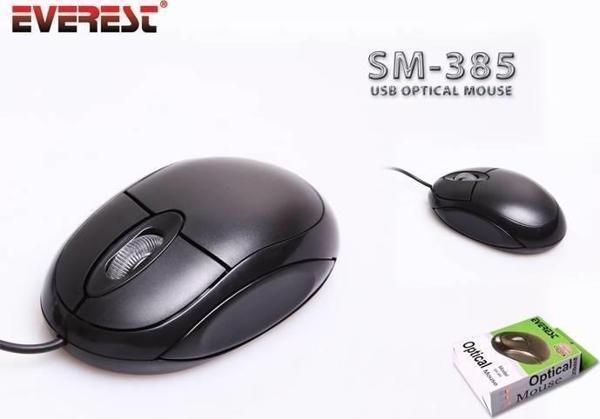 Everest SM-385 Siyah Usb Kablolu Optik 800 Dpı 3 Buton Mouse - Image 1