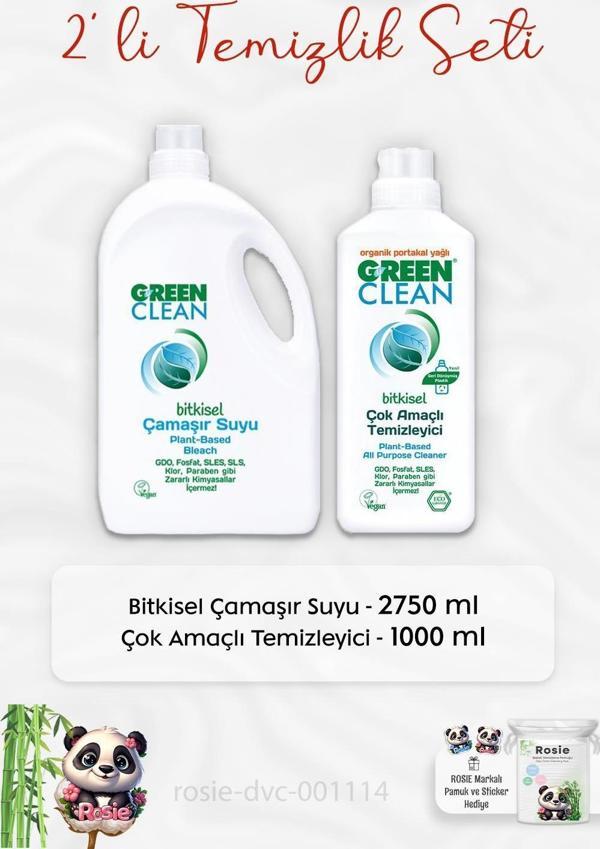 Green Clean Çamaşır Suyu 2750 ml, Çok Amaçlı Temizleyici 1 lt ve ROSIE - Image 1