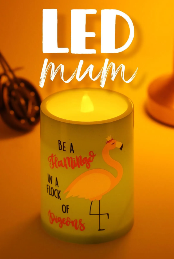 3 Lü Flamingo Led Mum Bardak Tipi Pilli Dumansız Alevli Dekoratif Yapay Mum 10 cm - Image 1